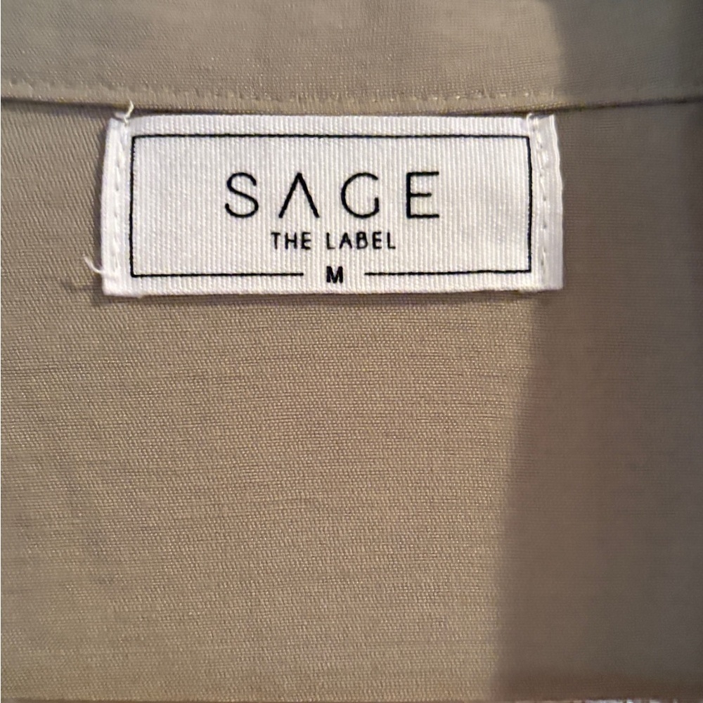 SAGE THE LABEL Matcha. Minimalist Lagenlook Belted Long Jacket Size M - Picture 4 of 4